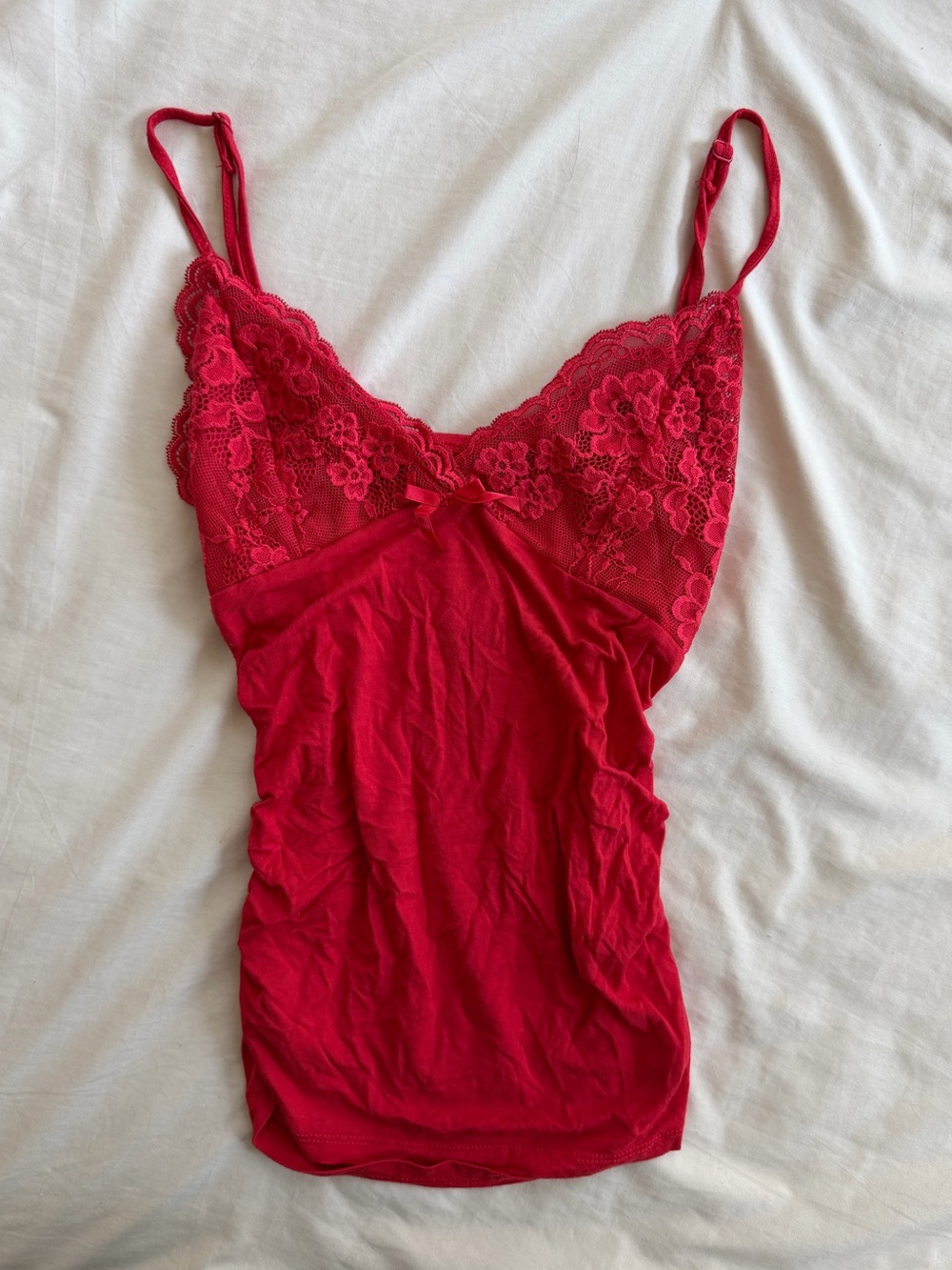 Red lace tank